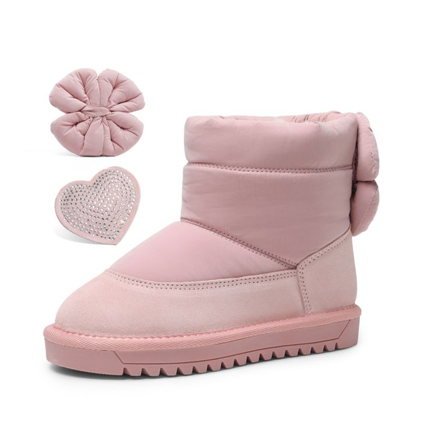 Girls Non-Slip Faux Fur Snow Boots - PINK -  0